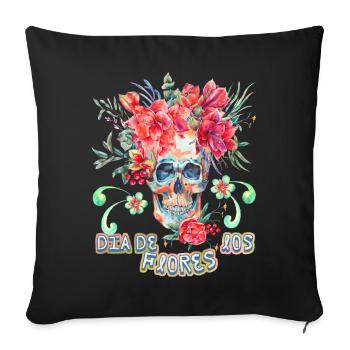 Skull Skull Dia-De-Los-Flores funny saying - Sofa pillowcase 17,3'' x 17,3'' (45 x 45 cm) - black - Front