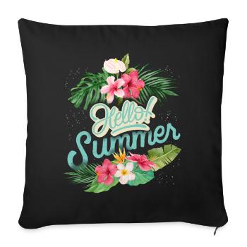 Summer Summer, saying with hibiscus flowers - Sofa pillowcase 17,3'' x 17,3'' (45 x 45 cm) - black - Front