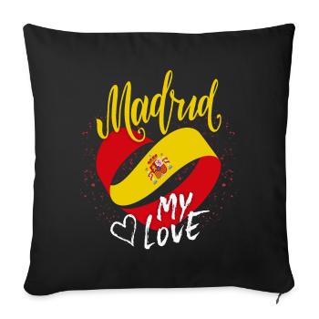 Madrid-Espagne, drapeau, drôle de dicton - Housse de coussin décorative 45 x 45 cm - noir - Devant