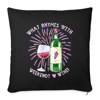 Vin, vin rouge, drôle de dicton pour les buveurs de vin - Housse de coussin décorative 45 x 45 cm - noir - Devant