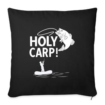 Angler Spruch zum Angeln Angel - Sofakissenbezug 45 x 45 cm - Schwarz - Vorne