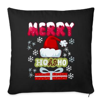 Père Noël, casquette, HoHoHo et cadeaux - Housse de coussin décorative 45 x 45 cm - noir - Devant