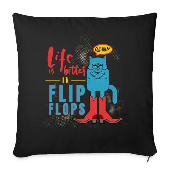 Funny cat, Puss in Boots saying - Sofa pillowcase 17,3'' x 17,3'' (45 x 45 cm) - black - Front