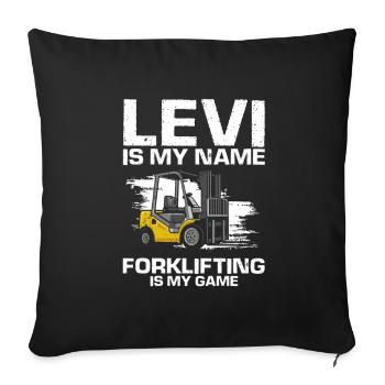 Warehouse drivers and warehouse workers for forklifts - Sofa pillowcase 17,3'' x 17,3'' (45 x 45 cm) - black - Front