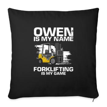 Warehouse drivers and warehouse workers for forklifts - Sofa pillowcase 17,3'' x 17,3'' (45 x 45 cm) - black - Front