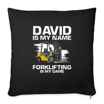 Warehouse workers for forklift drivers and forklifts - Sofa pillowcase 17,3'' x 17,3'' (45 x 45 cm) - black - Front