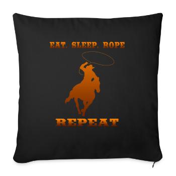Eat Sleep Rope Repeat - Sofakissenbezug 45 x 45 cm - Schwarz - Vorne