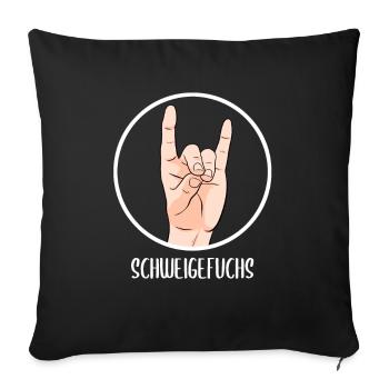 Schweigefuchs Grundschule Lehrer - Sofakissenbezug 45 x 45 cm - Schwarz - Vorne