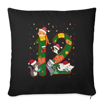 12 ans Enfants cadeau de Noël mignon - Housse de coussin décorative 45 x 45 cm - noir - Devant