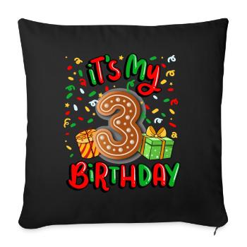 Es Ist Mein 3. Geburtstag Weihnachtsgeschenk 3. - Sofakissenbezug 45 x 45 cm - Schwarz - Vorne