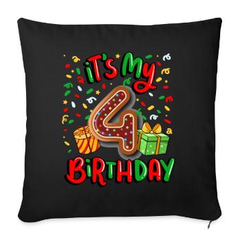 Es Ist Mein 4. Geburtstag Weihnachtsgeschenk 4. - Sofakissenbezug 45 x 45 cm - Schwarz - Vorne
