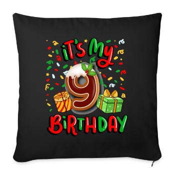 Es Ist Mein 9. Geburtstag Weihnachtsgeschenk 9. - Sofakissenbezug 45 x 45 cm - Schwarz - Vorne