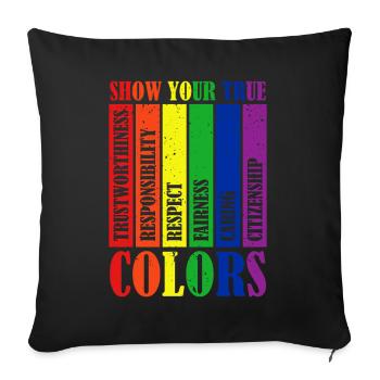 Montrez vos vraies couleurs Lgbt Proud Rainbow - Housse de coussin décorative 45 x 45 cm - noir - Devant