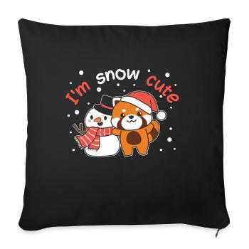 Panda rouge Je suis un jeu de mots bonhomme de neige mignon - Housse de coussin décorative 45 x 45 cm - noir - Devant