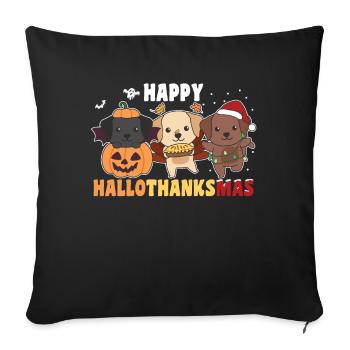 Happy Hallothanksmas Labrador Weihnachten - Sofakissenbezug 45 x 45 cm - Schwarz - Vorne