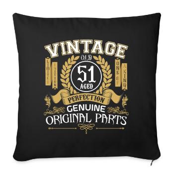 Vintage 51 ans - cadeau d’anniversaire 51 ans - Housse de coussin décorative 45 x 45 cm - noir - Devant