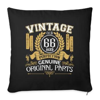 Vintage 66 years - birthday gift 66 years - Sofa pillowcase 17,3'' x 17,3'' (45 x 45 cm) - black - Front