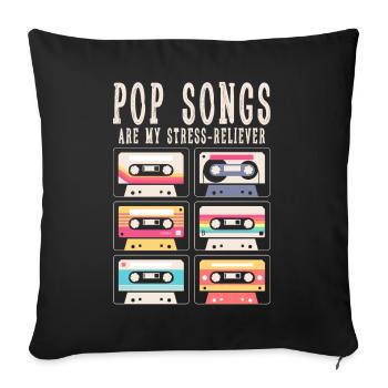Les chansons pop sont mon soulagement du stress - Housse de coussin décorative 45 x 45 cm - noir - Devant