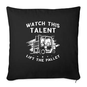Warehouse drivers and warehouse workers for forklifts - Sofa pillowcase 17,3'' x 17,3'' (45 x 45 cm) - black - Front