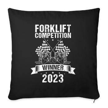 Warehouse drivers and warehouse workers for forklifts - Sofa pillowcase 17,3'' x 17,3'' (45 x 45 cm) - black - Front