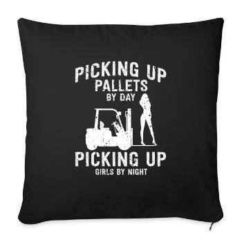 Warehouse drivers and warehouse workers for forklifts - Sofa pillowcase 17,3'' x 17,3'' (45 x 45 cm) - black - Front