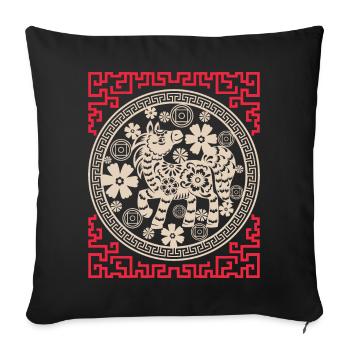 Horoscope chinois Chine Année du Cheval - Housse de coussin décorative 45 x 45 cm - noir - Devant