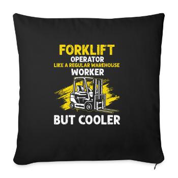 Warehouse drivers and warehouse workers for forklifts - Sofa pillowcase 17,3'' x 17,3'' (45 x 45 cm) - black - Front
