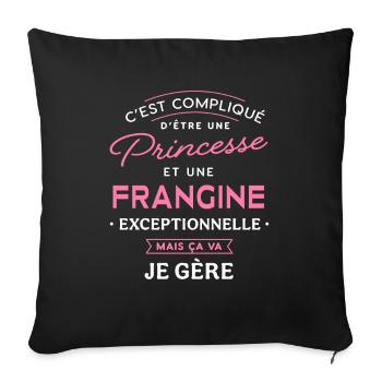Princesse et frangine exceptionnelle je gère sœur - Housse de coussin décorative 45 x 45 cm - noir - Devant
