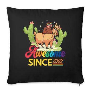 Génial depuis 2002 Année de naissance Anniversaire du mouton - Housse de coussin décorative 45 x 45 cm - noir - Devant