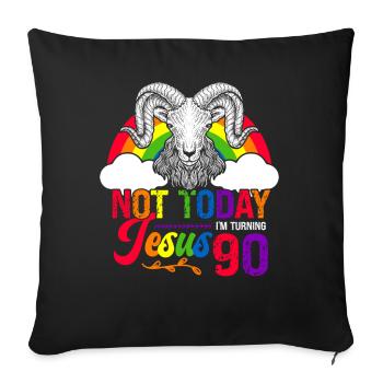 Not today Jesus I will be 90 Rainbow sheep - Sofa pillowcase 17,3'' x 17,3'' (45 x 45 cm) - black - Front