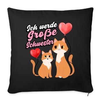 Ich Werde Große Schwester Family Siblings Love - Sofakissenbezug 45 x 45 cm - Schwarz - Vorne