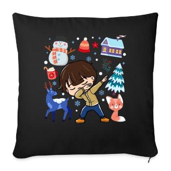 Dabbed Young Snow Deer Winter Temperate - Sofa pillowcase 17,3'' x 17,3'' (45 x 45 cm) - black - Front