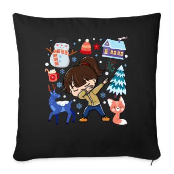 Spotted Girls Snow Deer Winter Temperate - Sofa pillowcase 17,3'' x 17,3'' (45 x 45 cm) - black - Front