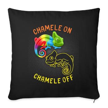 Chameleon funny saying, Pun Chamele On - Sofa pillowcase 17,3'' x 17,3'' (45 x 45 cm) - black - Front