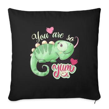 Amorous chameleon funny saying, love-love - Sofa pillowcase 17,3'' x 17,3'' (45 x 45 cm) - black - Front