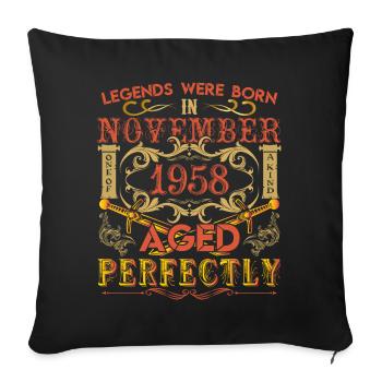 November 1958 - birthday 1958 legends were born. - Housse de coussin décorative 45 x 45 cm - noir - Devant