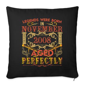 November 2008 - birthday 2008 legends were born. - Housse de coussin décorative 45 x 45 cm - noir - Devant
