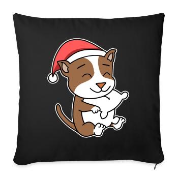Staffordshire Bull Terrier Chien Noël Sommeil - Housse de coussin décorative 45 x 45 cm - noir - Devant