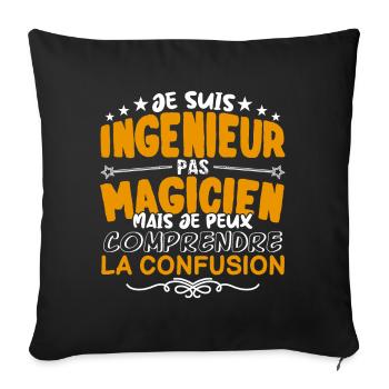 Ingénieur | Ingénieur pas Magicien | Meilleur Ingé - Housse de coussin décorative 45 x 45 cm - noir - Devant