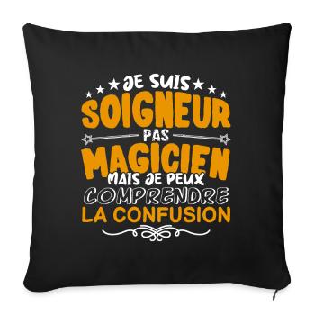 Soigneur | Soigneur pas Magicien | Meilleur Soigne - Housse de coussin décorative 45 x 45 cm - noir - Devant