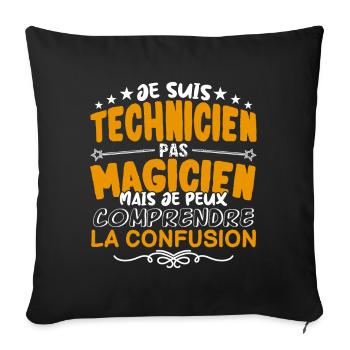 Technicien | Technicien pas Magicien | Meilleur Te - Housse de coussin décorative 45 x 45 cm - noir - Devant