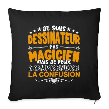 Dessinateur | Dessinateur pas Magicien | Meilleur - Housse de coussin décorative 45 x 45 cm - noir - Devant