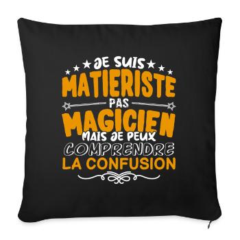 Matieriste | Matieriste pas Magicien | Meilleur Ma - Housse de coussin décorative 45 x 45 cm - noir - Devant