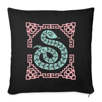 Jahr der Schlange, Chinesisches Horoskop China - Sofakissenbezug 45 x 45 cm - Schwarz - Vorne