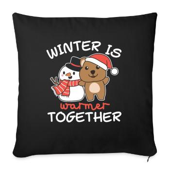 Quokka L’hiver est plus chaud ensemble Schneemann - Housse de coussin décorative 45 x 45 cm - noir - Devant