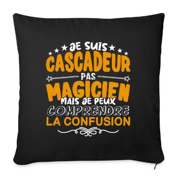 Cascadeur | Cascadeur pas Magicien | Meilleur Casc - Housse de coussin décorative 45 x 45 cm - noir - Devant