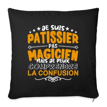Patissier | Patissier pas Magicien | Meilleur Pati - Housse de coussin décorative 45 x 45 cm - noir - Devant