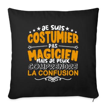 Costumier | Costumier pas Magicien | Meilleur Cost - Housse de coussin décorative 45 x 45 cm - noir - Devant
