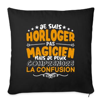 Horloger | Horloger pas Magicien | Meilleur Horlog - Housse de coussin décorative 45 x 45 cm - noir - Devant