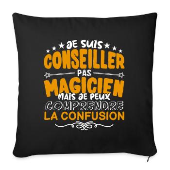 Conseiller | Conseiller pas Magicien | Meilleur Co - Housse de coussin décorative 45 x 45 cm - noir - Devant